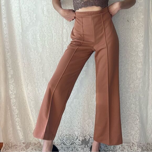 Vintage Peach High-Waisted Slacks – Women’s Elastic Waist Pants - Picture 6 of 14